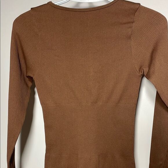 Brown Long Sleeve Bodysuit - Picture 6 of 7